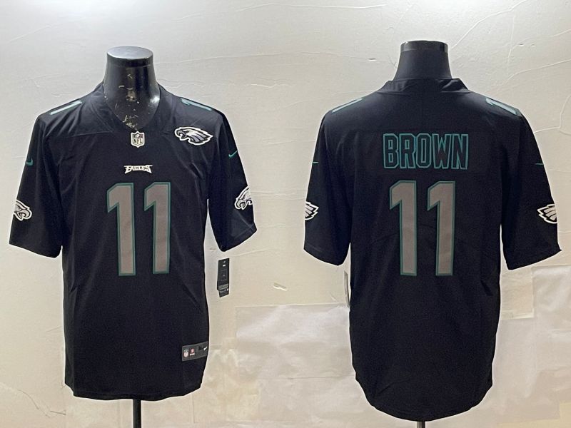 Men Philadelphia Eagles 11 Brown Black 2025 Nike Vapor Limited NFL Jersey style 2263